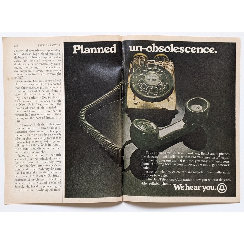 Vintage Print Ad‎ 1970s Bell System Telephone 2-Page Spread Durable Retro Tech